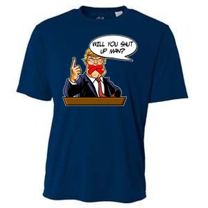 Funny Will You Shut Up Man Biden vs Trump Debate Comic Cooling Performance Crew T-Shirt