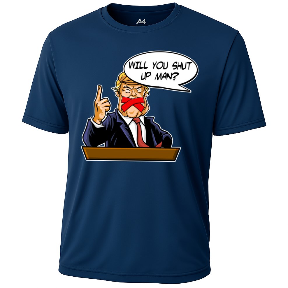 Funny Will You Shut Up Man Biden vs Trump Debate Comic Cooling Performance Crew T-Shirt