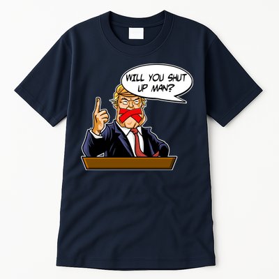 Funny Will You Shut Up Man Biden vs Trump Debate Comic Tall T-Shirt