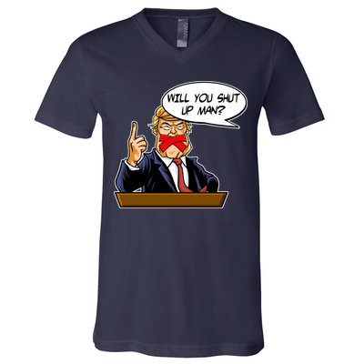 Funny Will You Shut Up Man Biden vs Trump Debate Comic V-Neck T-Shirt