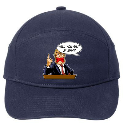 Funny Will You Shut Up Man Biden vs Trump Debate Comic 7-Panel Snapback Hat