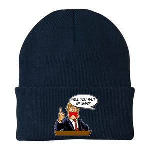 Funny Will You Shut Up Man Biden vs Trump Debate Comic Knit Cap Winter Beanie