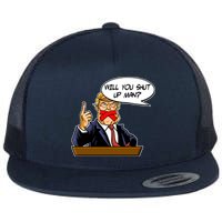 Funny Will You Shut Up Man Biden vs Trump Debate Comic Flat Bill Trucker Hat