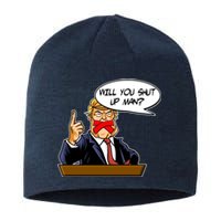 Funny Will You Shut Up Man Biden vs Trump Debate Comic Sustainable Beanie