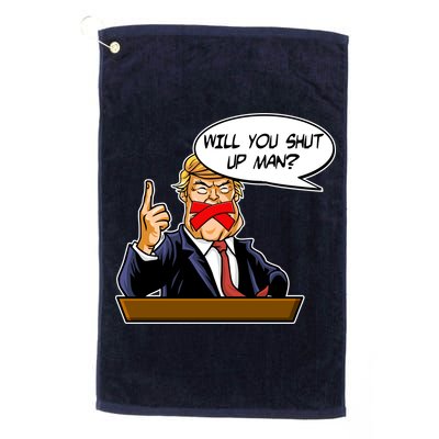 Funny Will You Shut Up Man Biden vs Trump Debate Comic Golf Towel