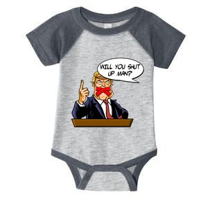 Funny Will You Shut Up Man Biden vs Trump Debate Comic Infant Baby Jersey Bodysuit