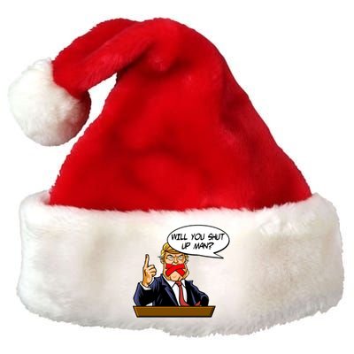 Funny Will You Shut Up Man Biden vs Trump Debate Comic Premium Christmas Santa Hat