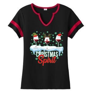 Funny Wine Christmas Spirit Ladies Halftime Notch Neck Tee