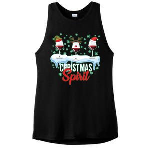 Funny Wine Christmas Spirit Ladies PosiCharge Tri-Blend Wicking Tank