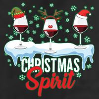 Funny Wine Christmas Spirit 7 Panel Mesh Trucker Snapback Hat