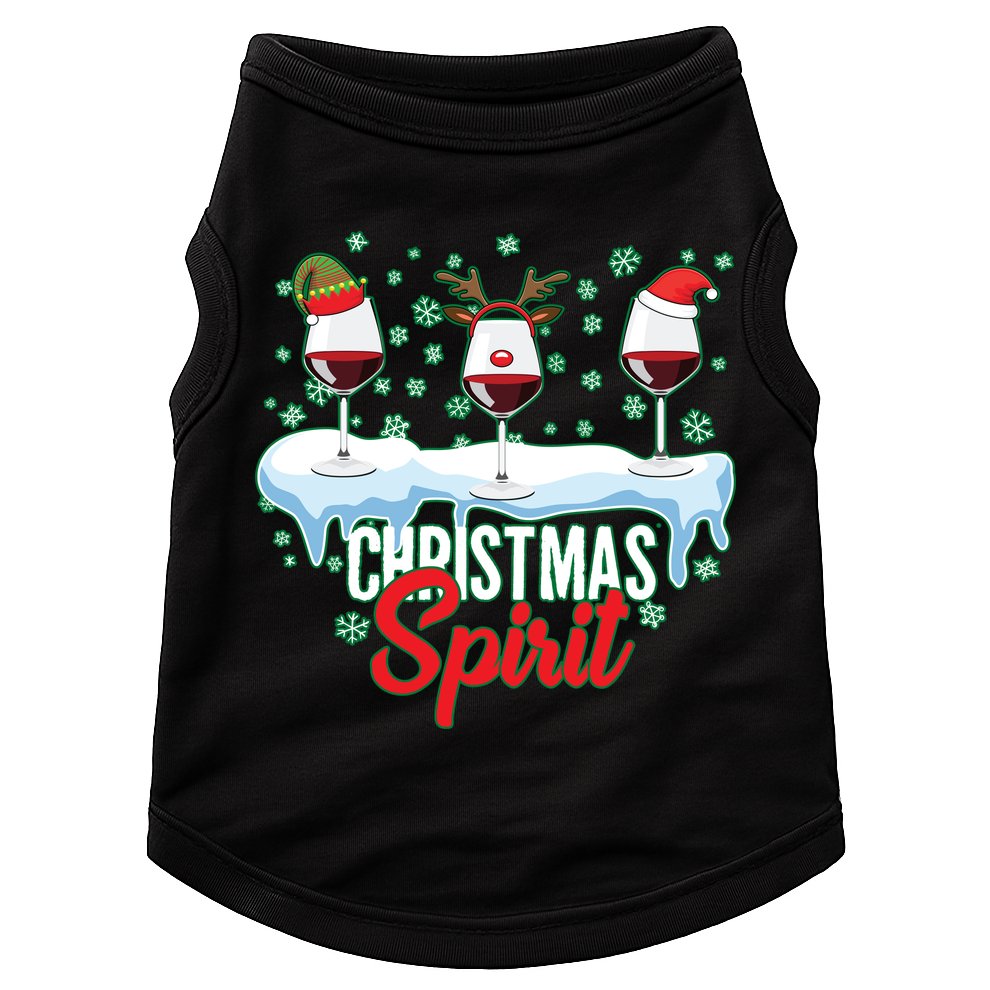 Funny Wine Christmas Spirit Doggie Tank