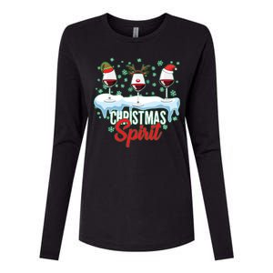 Funny Wine Christmas Spirit Womens Cotton Relaxed Long Sleeve T-Shirt