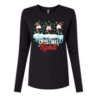 Funny Wine Christmas Spirit Womens Cotton Relaxed Long Sleeve T-Shirt