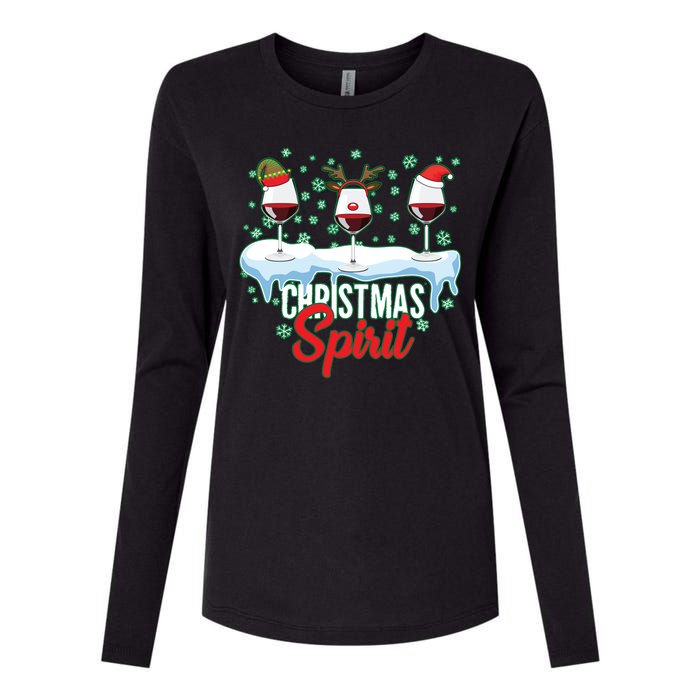 Funny Wine Christmas Spirit Womens Cotton Relaxed Long Sleeve T-Shirt