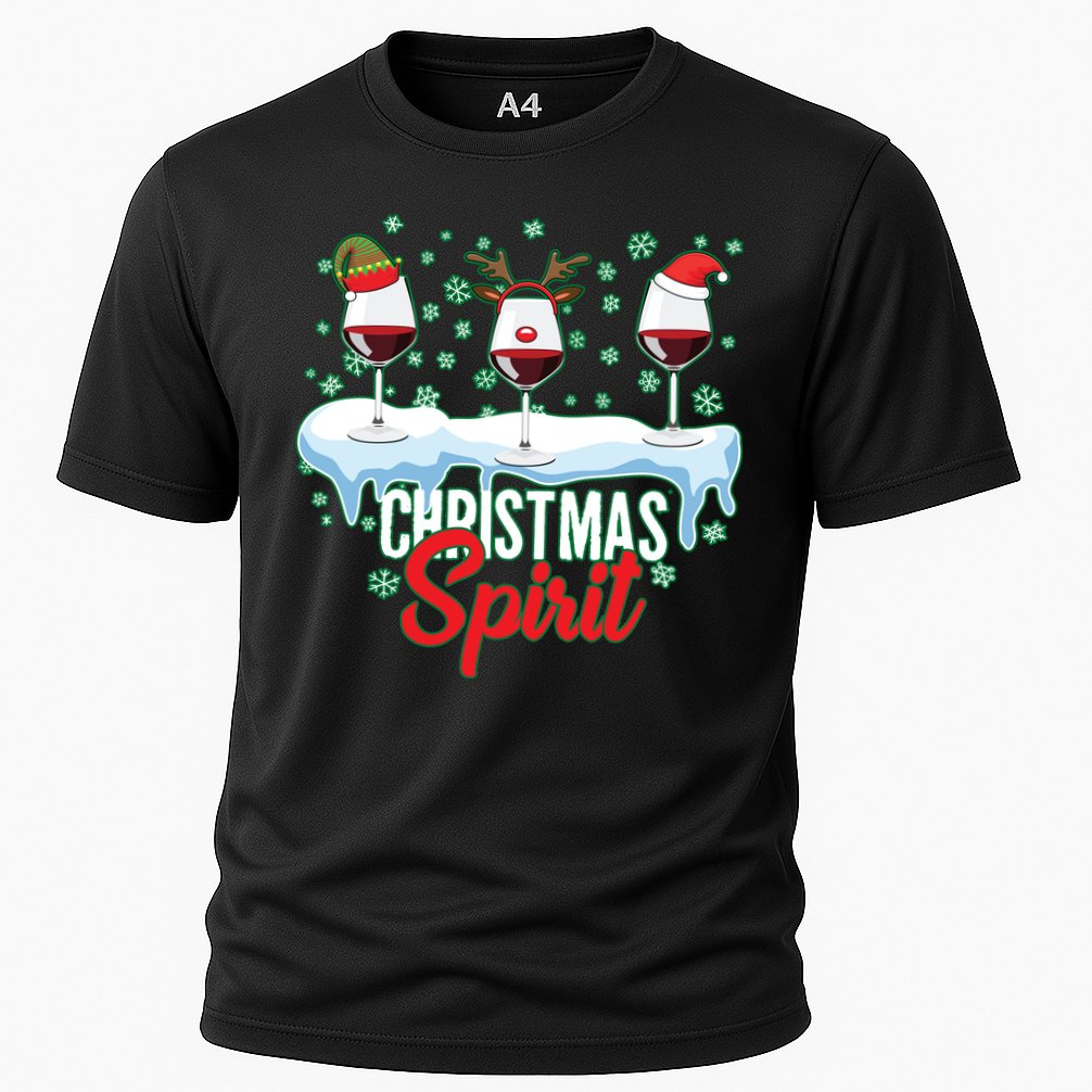 Funny Wine Christmas Spirit Cooling Performance Crew T-Shirt