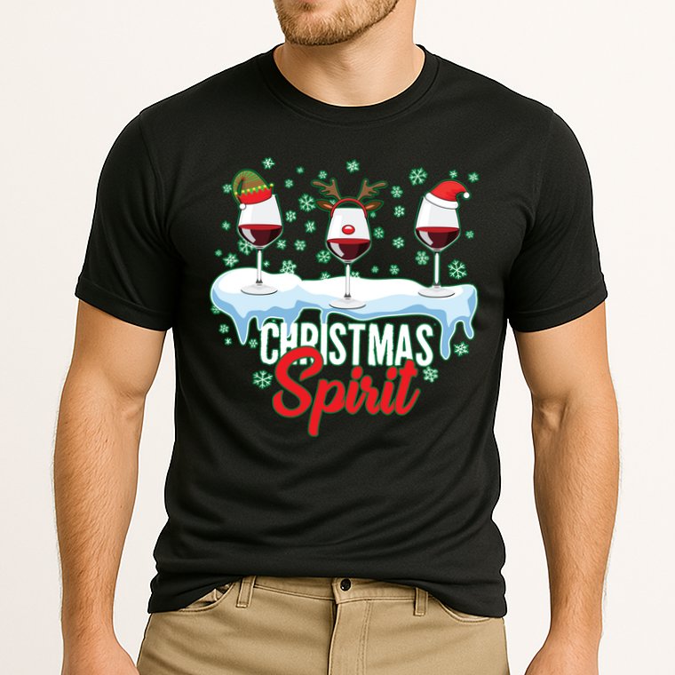 Funny Wine Christmas Spirit Cooling Performance Crew T-Shirt