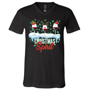 Funny Wine Christmas Spirit V-Neck T-Shirt