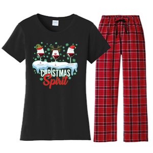 Funny Wine Christmas Spirit Women's Flannel Pajama Set