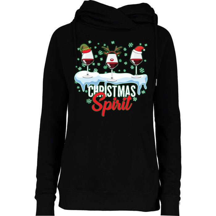 Funny Wine Christmas Spirit Womens Funnel Neck Pullover Hood