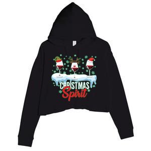 Funny Wine Christmas Spirit Crop Fleece Hoodie