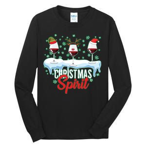 Funny Wine Christmas Spirit Tall Long Sleeve T-Shirt