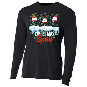 Funny Wine Christmas Spirit Cooling Performance Long Sleeve Crew