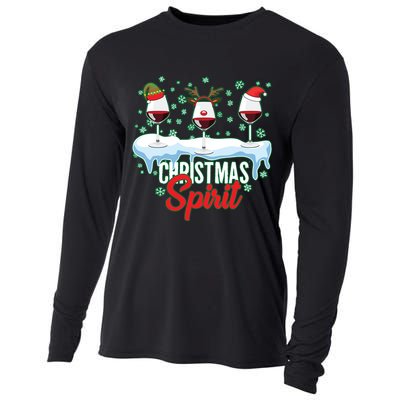 Funny Wine Christmas Spirit Cooling Performance Long Sleeve Crew