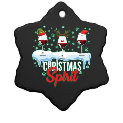 Funny Wine Christmas Spirit Ceramic Star Ornament