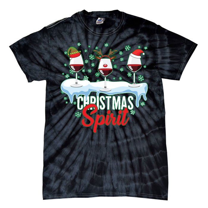 Funny Wine Christmas Spirit Tie-Dye T-Shirt