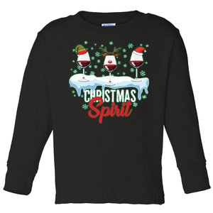 Funny Wine Christmas Spirit Toddler Long Sleeve Shirt