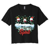 Funny Wine Christmas Spirit Women's Crop Top Tee