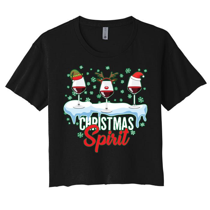 Funny Wine Christmas Spirit Women's Crop Top Tee