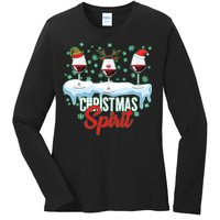 Funny Wine Christmas Spirit Ladies Long Sleeve Shirt