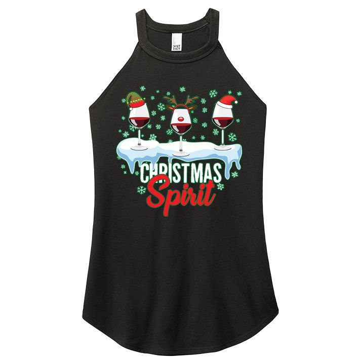 Funny Wine Christmas Spirit Women's Perfect Tri Rocker Tank