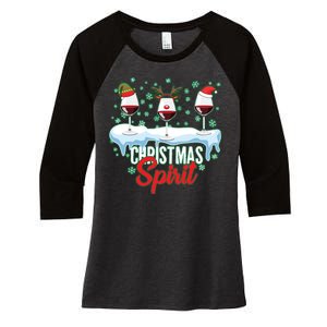 Funny Wine Christmas Spirit Women's Tri-Blend 3/4-Sleeve Raglan Shirt