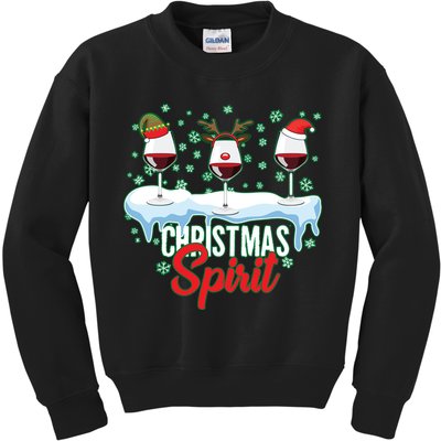 Funny Wine Christmas Spirit Kids Sweatshirt