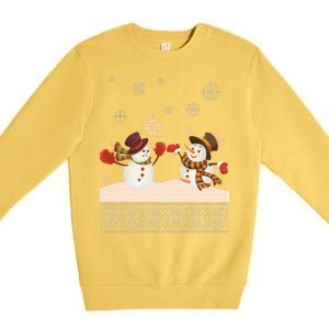 Funny Winter Snowman Ugly Christmas Premium Crewneck Sweatshirt