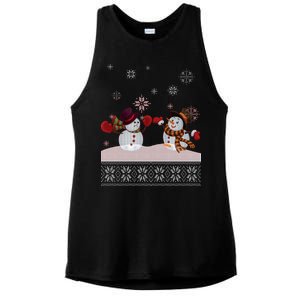 Funny Winter Snowman Ugly Christmas Ladies PosiCharge Tri-Blend Wicking Tank