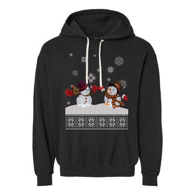 Funny Winter Snowman Ugly Christmas Garment-Dyed Fleece Hoodie