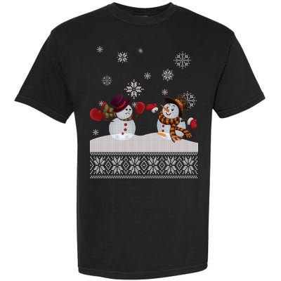Funny Winter Snowman Ugly Christmas Garment-Dyed Heavyweight T-Shirt