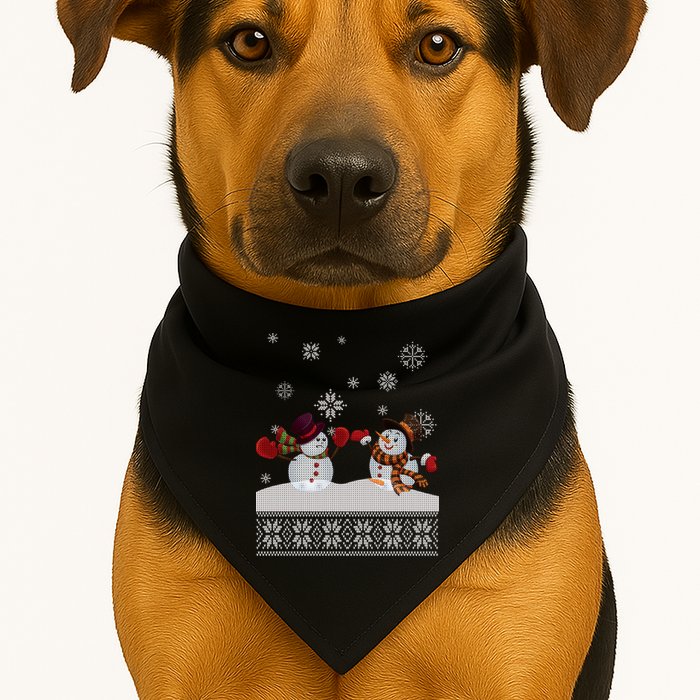 Funny Winter Snowman Ugly Christmas USA-Made Doggie Bandana