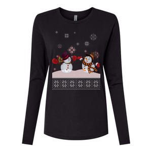 Funny Winter Snowman Ugly Christmas Womens Cotton Relaxed Long Sleeve T-Shirt