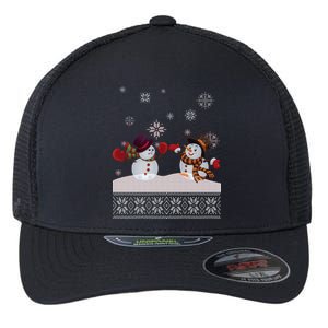 Funny Winter Snowman Ugly Christmas Flexfit Unipanel Trucker Cap