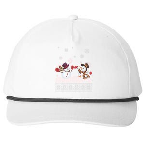 Funny Winter Snowman Ugly Christmas Snapback Five-Panel Rope Hat