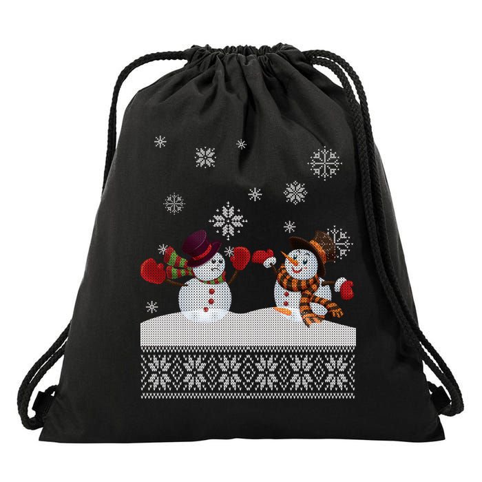 Funny Winter Snowman Ugly Christmas Drawstring Bag