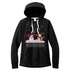 Funny Winter Snowman Ugly Christmas Women's Fleece Hoodie