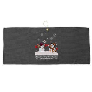 Funny Winter Snowman Ugly Christmas Large Microfiber Waffle Golf Towel