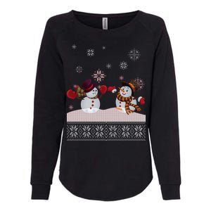 Funny Winter Snowman Ugly Christmas Womens California Wash Sweatshirt