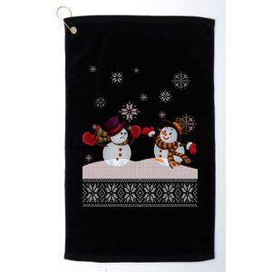 Funny Winter Snowman Ugly Christmas Platinum Collection Golf Towel