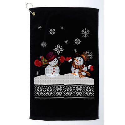 Funny Winter Snowman Ugly Christmas Golf Towel